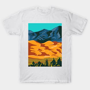 Great Sand Dunes National Park and Preserve in Colorado United States WPA Poster Art Color T-Shirt